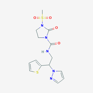 N-(2-(1H-pyrazol-1-yl)-2-(thiophen-2-yl)ethyl)-3-(methylsulfonyl)-2-oxoimidazolidine-1-carboxamide