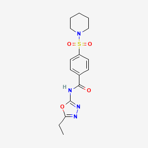 molecular formula C16H20N4O4S B2966490 N-(5-ethyl-1,3,4-oxadiazol-2-yl)-4-(piperidin-1-ylsulfonyl)benzamide CAS No. 850935-63-6