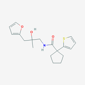 molecular formula C18H23NO3S B2966496 N-(3-(furan-2-yl)-2-hydroxy-2-methylpropyl)-1-(thiophen-2-yl)cyclopentanecarboxamide CAS No. 1798456-56-0