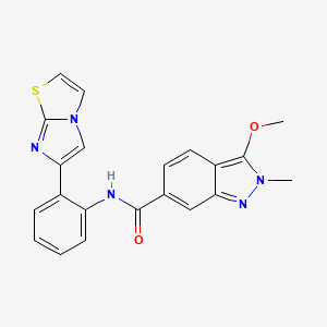molecular formula C21H17N5O2S B2966498 N-(2-(imidazo[2,1-b]thiazol-6-yl)phenyl)-3-methoxy-2-methyl-2H-indazole-6-carboxamide CAS No. 1795089-04-1