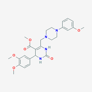 molecular formula C26H32N4O6 B2966500 Methyl 4-(3,4-dimethoxyphenyl)-6-{[4-(3-methoxyphenyl)piperazin-1-yl]methyl}-2-oxo-1,2,3,4-tetrahydropyrimidine-5-carboxylate CAS No. 1252890-21-3
