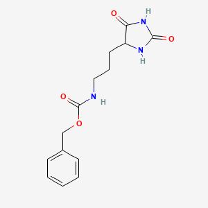 molecular formula C14H17N3O4 B2966502 benzyl N-[3-(2,5-dioxoimidazolidin-4-yl)propyl]carbamate CAS No. 67320-77-8