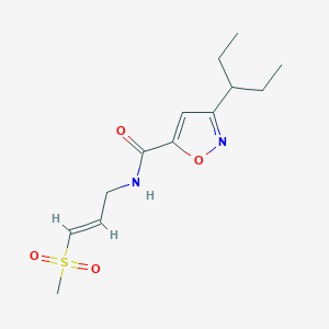 molecular formula C13H20N2O4S B2966507 N-[(E)-3-Methylsulfonylprop-2-enyl]-3-pentan-3-yl-1,2-oxazole-5-carboxamide CAS No. 2305572-31-8