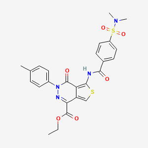 molecular formula C25H24N4O6S2 B2966508 Ethyl 5-[[4-(dimethylsulfamoyl)benzoyl]amino]-3-(4-methylphenyl)-4-oxothieno[3,4-d]pyridazine-1-carboxylate CAS No. 851948-69-1
