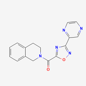 molecular formula C16H13N5O2 B2966514 (3,4-二氢异喹啉-2(1H)-基)(3-(吡嗪-2-基)-1,2,4-恶二唑-5-基)甲酮 CAS No. 1235326-91-6