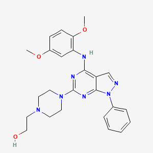molecular formula C25H29N7O3 B2966518 2-(4-{4-[(2,5-dimethoxyphenyl)amino]-1-phenyl-1H-pyrazolo[3,4-d]pyrimidin-6-yl}piperazin-1-yl)ethanol CAS No. 946290-05-7