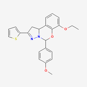 molecular formula C23H22N2O3S B2966519 7-乙氧基-5-(4-甲氧基苯基)-2-噻吩-2-基-1,10b-二氢吡唑并[1,5-c][1,3]苯并恶嗪 CAS No. 450386-46-6