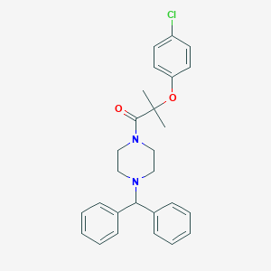 molecular formula C27H29ClN2O2 B296652 2-(4-Benzhydryl-1-piperazinyl)-1,1-dimethyl-2-oxoethyl 4-chlorophenyl ether 