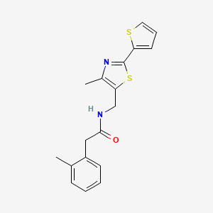 molecular formula C18H18N2OS2 B2966532 N-((4-甲基-2-(噻吩-2-基)噻唑-5-基)甲基)-2-(邻甲苯基)乙酰胺 CAS No. 1396859-93-0