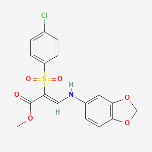 molecular formula C17H14ClNO6S B2966535 甲基 (2Z)-3-(1,3-苯并二氧杂环-5-基氨基)-2-[(4-氯苯基)磺酰基]丙烯酸酯 CAS No. 1327178-45-9