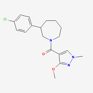 molecular formula C18H22ClN3O2 B2966539 (3-(4-chlorophenyl)azepan-1-yl)(3-methoxy-1-methyl-1H-pyrazol-4-yl)methanone CAS No. 1797697-82-5