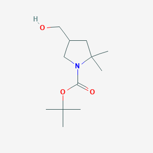 molecular formula C12H23NO3 B2966547 Tert-butyl 4-(hydroxymethyl)-2,2-dimethylpyrrolidine-1-carboxylate CAS No. 2374131-18-5