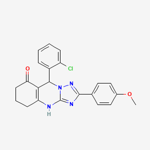 molecular formula C22H19ClN4O2 B2966561 9-(2-chlorophenyl)-2-(4-methoxyphenyl)-5,6,7,9-tetrahydro-[1,2,4]triazolo[5,1-b]quinazolin-8(4H)-one CAS No. 539841-13-9