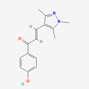 molecular formula C15H16N2O2 B2966570 (2E)-1-(4-hydroxyphenyl)-3-(1,3,5-trimethyl-1H-pyrazol-4-yl)prop-2-en-1-one CAS No. 1005562-81-1
