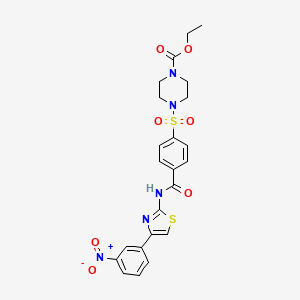 Ethyl 4-[4-[[4-(3-nitrophenyl)-1,3-thiazol-2-yl]carbamoyl]phenyl]sulfonylpiperazine-1-carboxylate