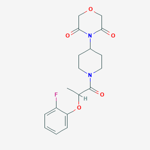 molecular formula C18H21FN2O5 B2966576 4-(1-(2-(2-Fluorophenoxy)propanoyl)piperidin-4-yl)morpholine-3,5-dione CAS No. 2034367-41-2