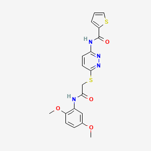 molecular formula C19H18N4O4S2 B2966578 N-(6-((2-((2,5-二甲氧苯基)氨基)-2-氧代乙基)硫代)吡哒嗪-3-基)噻吩-2-甲酰胺 CAS No. 1021061-88-0