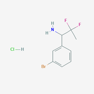molecular formula C9H11BrClF2N B2966579 1-(3-溴苯基)-2,2-二氟丙-1-胺；盐酸盐 CAS No. 2580224-41-3