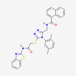 molecular formula C31H26N6O2S2 B2966580 N-((5-((2-(苯并[d]噻唑-2-基氨基)-2-氧代乙基)硫)-4-(2,5-二甲苯基)-4H-1,2,4-三唑-3-基)甲基)-1-萘甲酰胺 CAS No. 394227-74-8