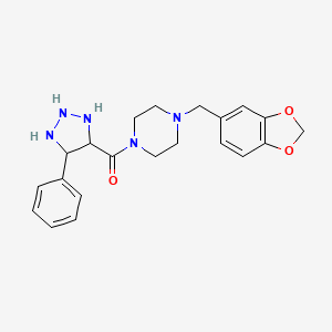 molecular formula C21H21N5O3 B2966582 [4-(1,3-Benzodioxol-5-ylmethyl)piperazin-1-yl]-(5-phenyltriazolidin-4-yl)methanone CAS No. 1798458-35-1