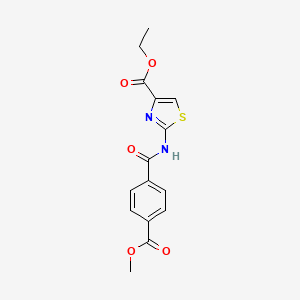 molecular formula C15H14N2O5S B2966584 2-(4-(甲氧羰基)苯甲酰胺)噻唑-4-甲酸乙酯 CAS No. 391876-97-4