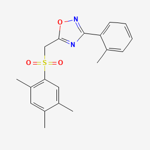 molecular formula C19H20N2O3S B2966600 3-(o-Tolyl)-5-(((2,4,5-trimethylphenyl)sulfonyl)methyl)-1,2,4-oxadiazole CAS No. 1105199-53-8