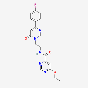 molecular formula C19H18FN5O3 B2966605 6-乙氧基-N-(2-(4-(4-氟苯基)-6-氧代嘧啶-1(6H)-基)乙基)嘧啶-4-甲酰胺 CAS No. 2034364-19-5