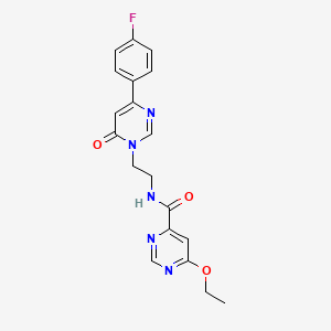 molecular formula C19H18FN5O3 B2966605 6-ethoxy-N-(2-(4-(4-fluorophenyl)-6-oxopyrimidin-1(6H)-yl)ethyl)pyrimidine-4-carboxamide CAS No. 2034364-19-5