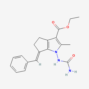 molecular formula C19H21N3O3 B2966611 ethyl (6E)-6-benzylidene-1-(carbamoylamino)-2-methyl-4,5-dihydrocyclopenta[b]pyrrole-3-carboxylate CAS No. 325721-31-1
