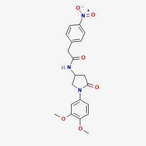 molecular formula C20H21N3O6 B2966612 N-[1-(3,4-dimethoxyphenyl)-5-oxopyrrolidin-3-yl]-2-(4-nitrophenyl)acetamide CAS No. 898408-54-3