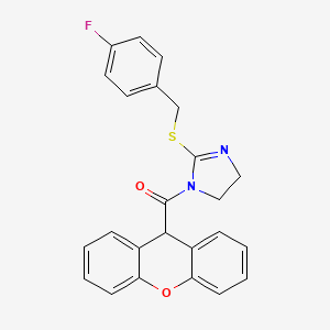 molecular formula C24H19FN2O2S B2966613 (2-((4-fluorobenzyl)thio)-4,5-dihydro-1H-imidazol-1-yl)(9H-xanthen-9-yl)methanone CAS No. 851800-33-4