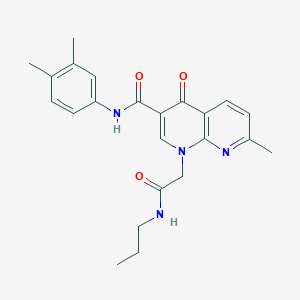 molecular formula C23H26N4O3 B2966624 N-(3,4-dimethylphenyl)-7-methyl-4-oxo-1-[(propylcarbamoyl)methyl]-1,4-dihydro-1,8-naphthyridine-3-carboxamide CAS No. 1251544-15-6