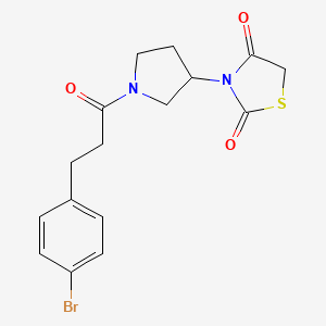 molecular formula C16H17BrN2O3S B2966628 3-(1-(3-(4-Bromophenyl)propanoyl)pyrrolidin-3-yl)thiazolidine-2,4-dione CAS No. 1795481-46-7