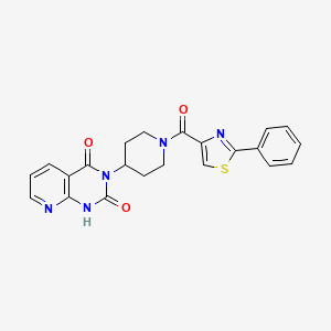 molecular formula C22H19N5O3S B2966637 3-(1-(2-phenylthiazole-4-carbonyl)piperidin-4-yl)pyrido[2,3-d]pyrimidine-2,4(1H,3H)-dione CAS No. 2034225-36-8