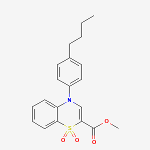 molecular formula C20H21NO4S B2966638 methyl 4-(4-butylphenyl)-4H-1,4-benzothiazine-2-carboxylate 1,1-dioxide CAS No. 1291865-82-1