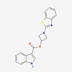 molecular formula C19H15N3O2S B2966640 1-(苯并[d]噻唑-2-基)氮杂环丁-3-基 1H-吲哚-3-羧酸酯 CAS No. 1396853-08-9