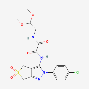 molecular formula C17H19ClN4O6S B2966645 N1-(2-(4-chlorophenyl)-5,5-dioxido-4,6-dihydro-2H-thieno[3,4-c]pyrazol-3-yl)-N2-(2,2-dimethoxyethyl)oxalamide CAS No. 899989-86-7