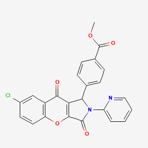 molecular formula C24H15ClN2O5 B2966657 Methyl 4-(7-chloro-3,9-dioxo-2-(pyridin-2-yl)-1,2,3,9-tetrahydrochromeno[2,3-c]pyrrol-1-yl)benzoate CAS No. 634570-19-7