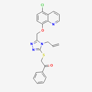 molecular formula C23H19ClN4O2S B2966661 2-((4-allyl-5-(((5-chloroquinolin-8-yl)oxy)methyl)-4H-1,2,4-triazol-3-yl)thio)-1-phenylethanone CAS No. 637325-51-0