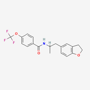 molecular formula C19H18F3NO3 B2966663 N-(1-(2,3-dihydrobenzofuran-5-yl)propan-2-yl)-4-(trifluoromethoxy)benzamide CAS No. 2034598-48-4