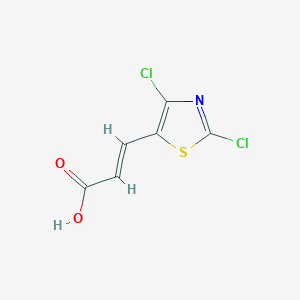 molecular formula C6H3Cl2NO2S B2966665 (E)-3-(2,4-dichloro-1,3-thiazol-5-yl)prop-2-enoic acid CAS No. 1099097-12-7