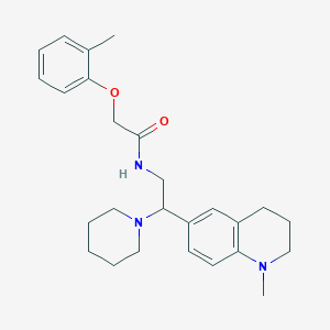 molecular formula C26H35N3O2 B2966669 N-(2-(1-methyl-1,2,3,4-tetrahydroquinolin-6-yl)-2-(piperidin-1-yl)ethyl)-2-(o-tolyloxy)acetamide CAS No. 921902-48-9