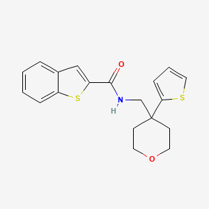 molecular formula C19H19NO2S2 B2966673 N-((4-(thiophen-2-yl)tetrahydro-2H-pyran-4-yl)methyl)benzo[b]thiophene-2-carboxamide CAS No. 2034473-06-6