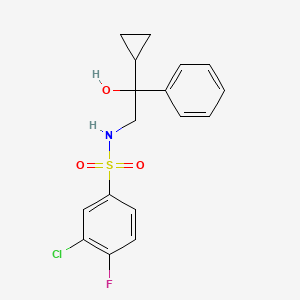 molecular formula C17H17ClFNO3S B2966676 3-chloro-N-(2-cyclopropyl-2-hydroxy-2-phenylethyl)-4-fluorobenzenesulfonamide CAS No. 1448043-30-8