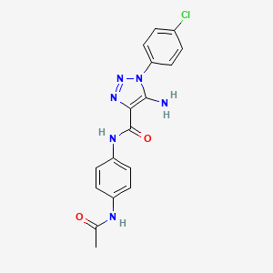 molecular formula C17H15ClN6O2 B2966679 N-[4-(acetylamino)phenyl]-5-amino-1-(4-chlorophenyl)-1H-1,2,3-triazole-4-carboxamide CAS No. 953849-32-6