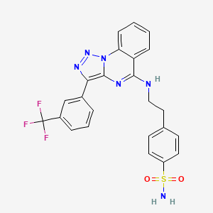 molecular formula C24H19F3N6O2S B2966682 4-[2-[[3-[3-(Trifluoromethyl)phenyl]triazolo[1,5-a]quinazolin-5-yl]amino]ethyl]benzenesulfonamide CAS No. 866844-71-5