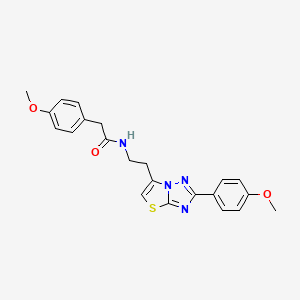 molecular formula C22H22N4O3S B2966688 2-(4-methoxyphenyl)-N-(2-(2-(4-methoxyphenyl)thiazolo[3,2-b][1,2,4]triazol-6-yl)ethyl)acetamide CAS No. 894029-47-1