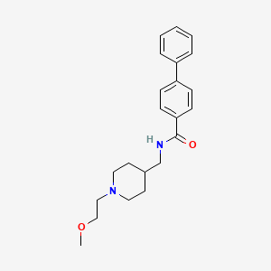 molecular formula C22H28N2O2 B2966689 N-((1-(2-甲氧基乙基)哌啶-4-基)甲基)-[1,1'-联苯]-4-甲酰胺 CAS No. 954077-69-1