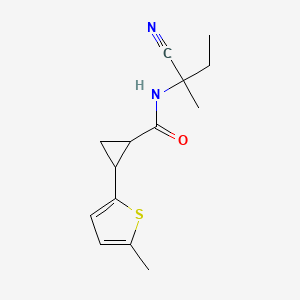 molecular formula C14H18N2OS B2966690 N-(1-cyano-1-methylpropyl)-2-(5-methylthiophen-2-yl)cyclopropane-1-carboxamide CAS No. 1334019-67-8