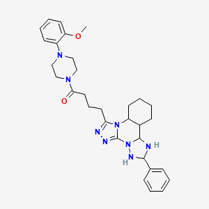 molecular formula C31H30N8O2 B2966691 1-[4-(2-Methoxyphenyl)piperazin-1-yl]-4-(9-phenyl-2,4,5,7,8,10-hexazatetracyclo[10.4.0.02,6.07,11]hexadeca-3,5-dien-3-yl)butan-1-one CAS No. 902445-39-0